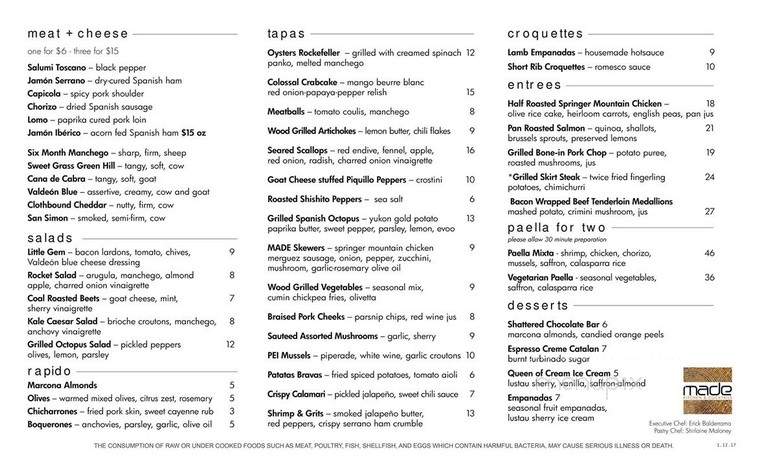 MADE Kitchen and Cocktails - Alpharetta, GA menu_pic