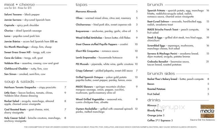 MADE Kitchen and Cocktails - Alpharetta, GA menu_pic