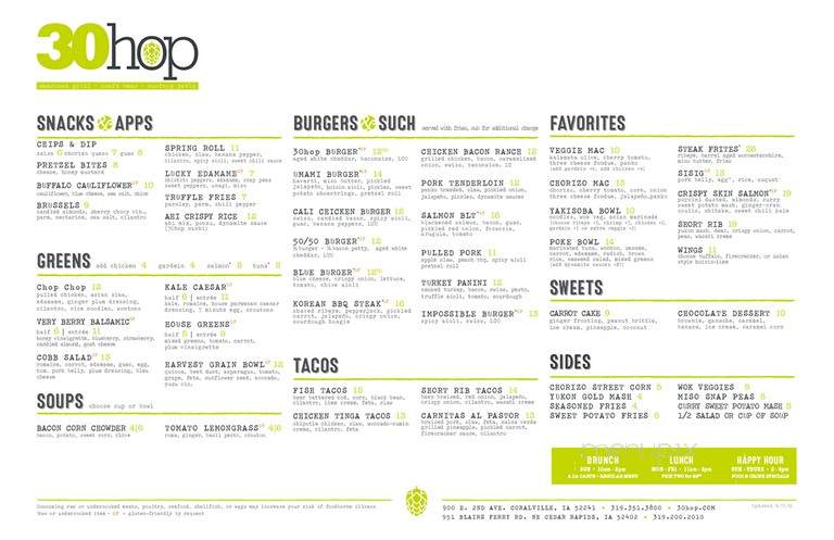 30hop - Coralville, IA menu_pic