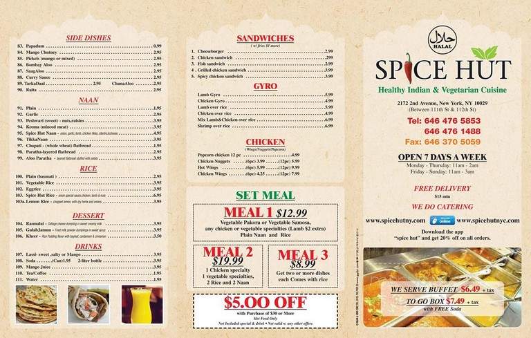 Spice Hut - New York, NY menu_pic