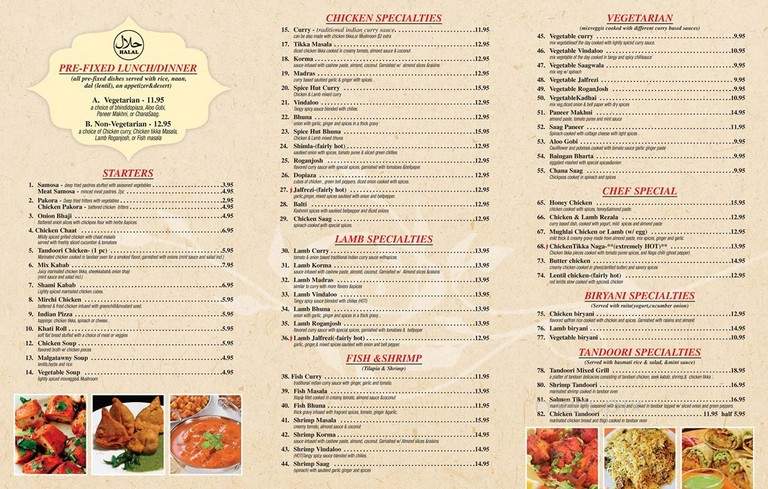 Spice Hut - New York, NY menu_pic