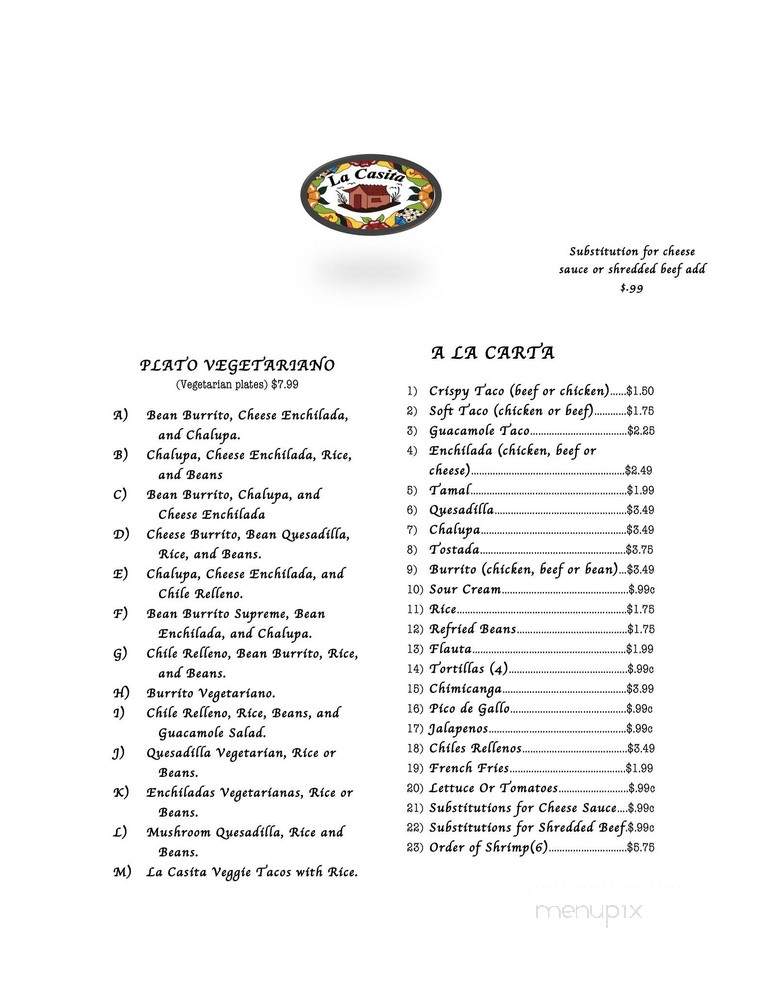 La Casita - Decatur, AL menu_pic