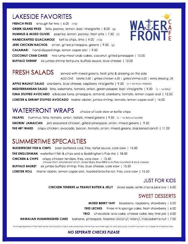 Waterfront Cafe - Chicago, IL menu_pic