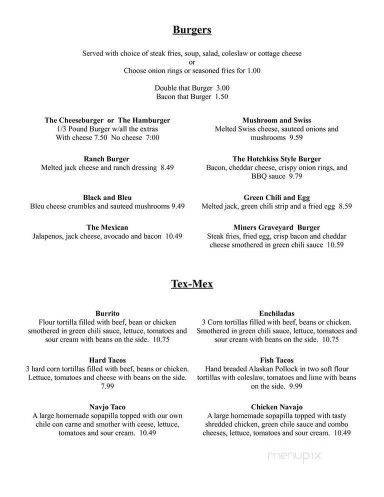 Pat's Bar and Grill - Hotchkiss, CO menu_pic