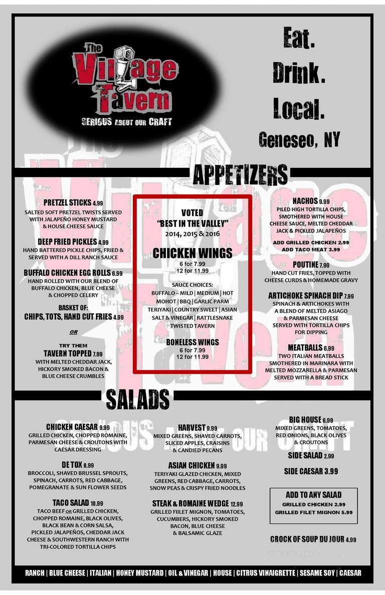 Village Tavern - Geneseo, NY menu_pic