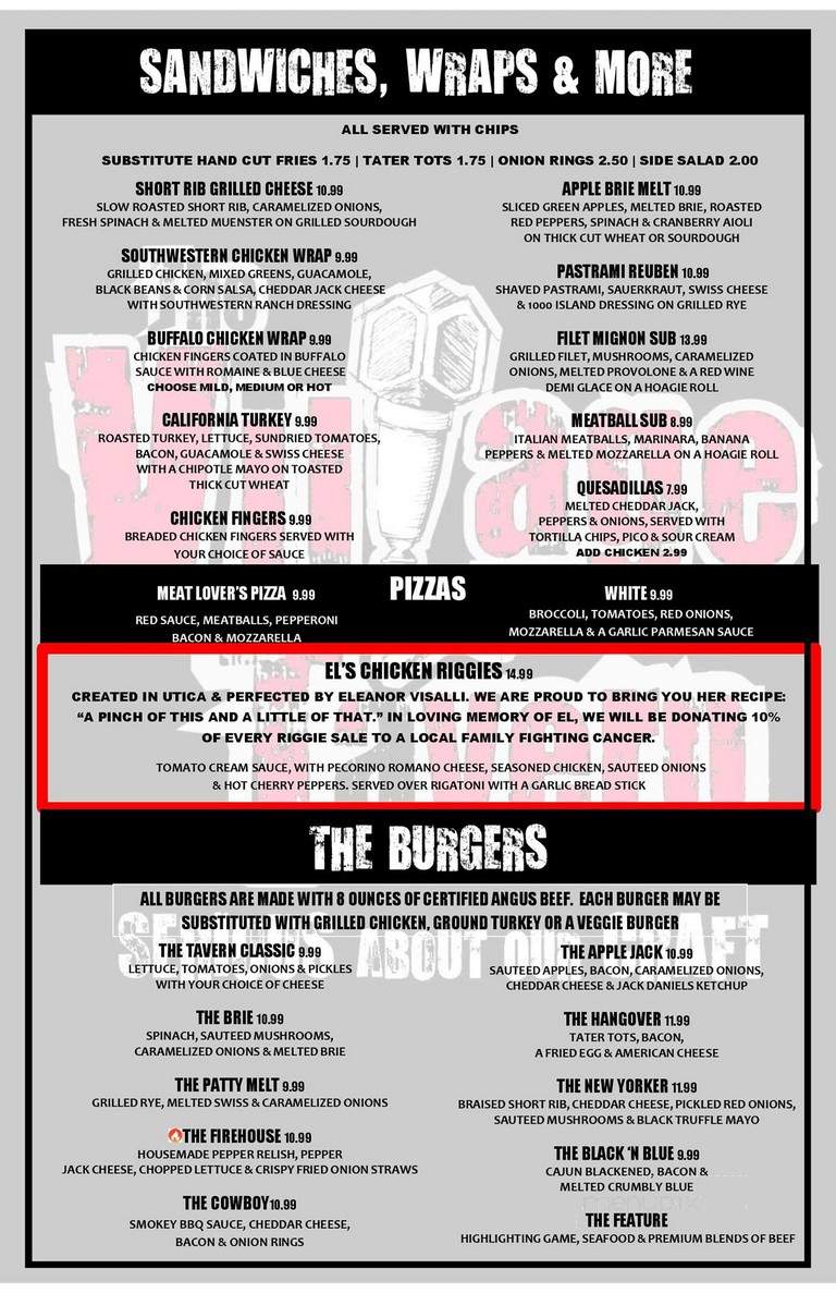 Village Tavern - Geneseo, NY menu_pic