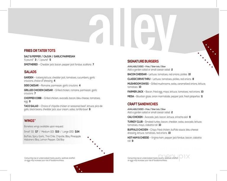 Axis Alley - Newport, KY menu_pic