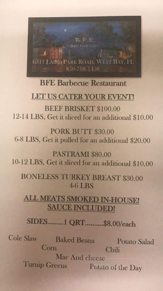 B.F.E. - Panama City Beach, FL menu_pic