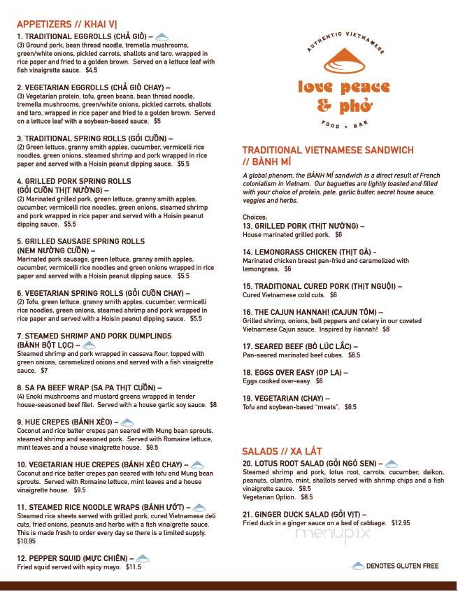 Love, Peace and Pho - Nashville, TN menu_pic
