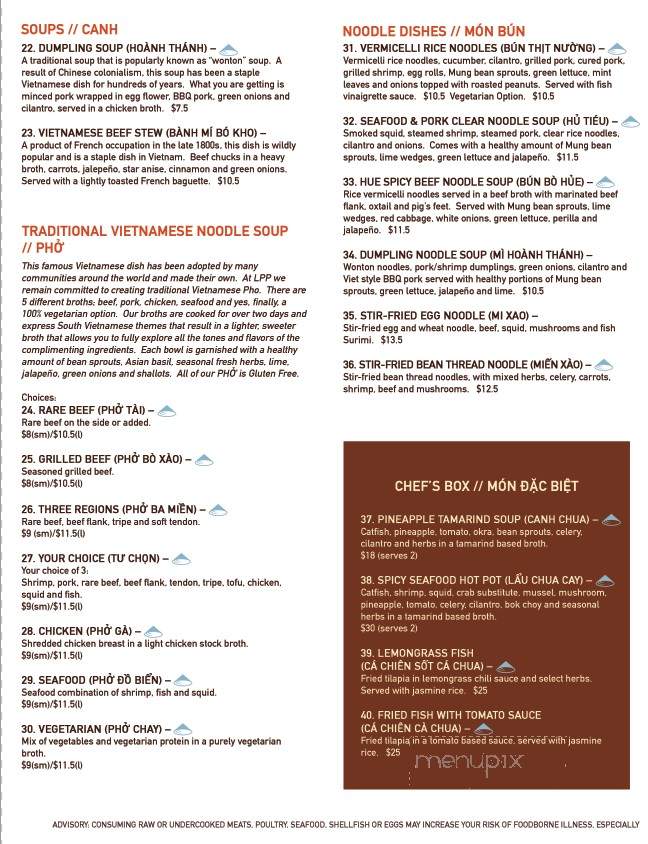 Love, Peace and Pho - Nashville, TN menu_pic