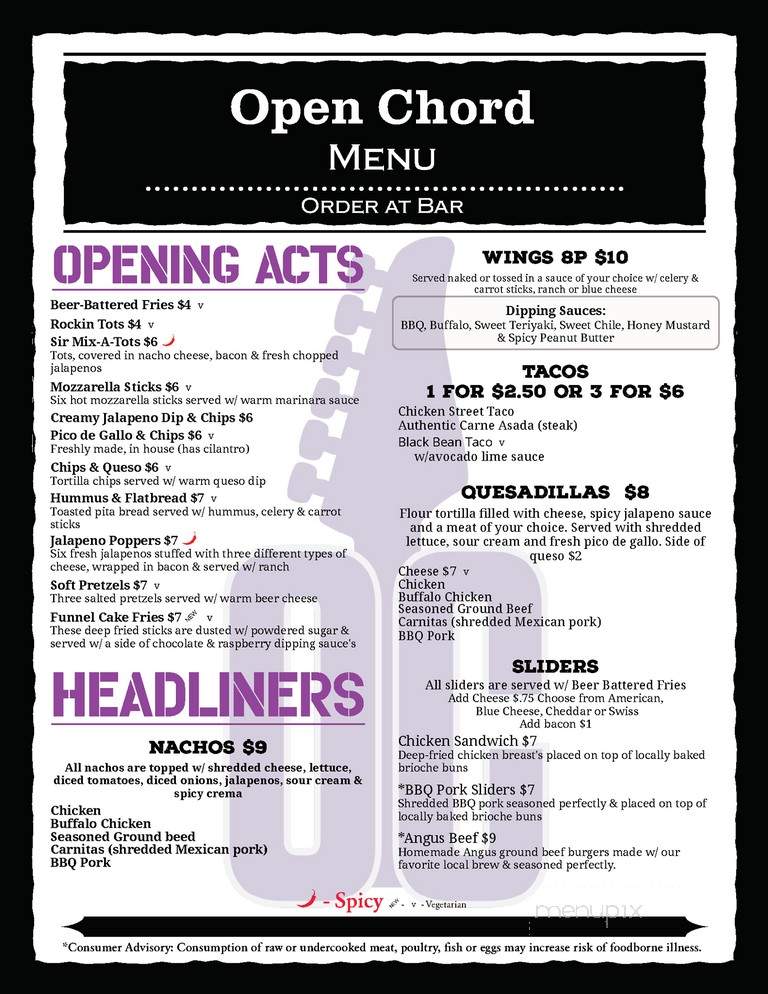 The Open Chord Cafe - Knoxville, TN menu_pic