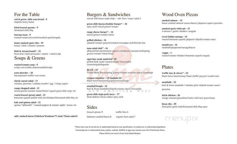 Range - Denver, CO menu_pic