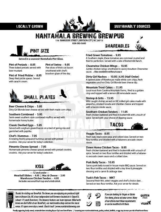 Nantahala Brewing Company - Bryson City, NC menu_pic