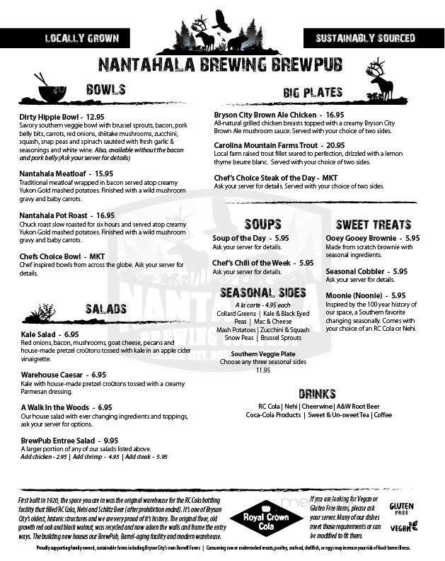 Nantahala Brewing Company - Bryson City, NC menu_pic