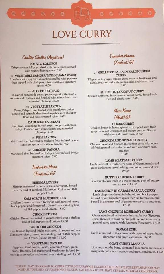 Love Curry Indian Cuisine - Pasco, WA menu_pic