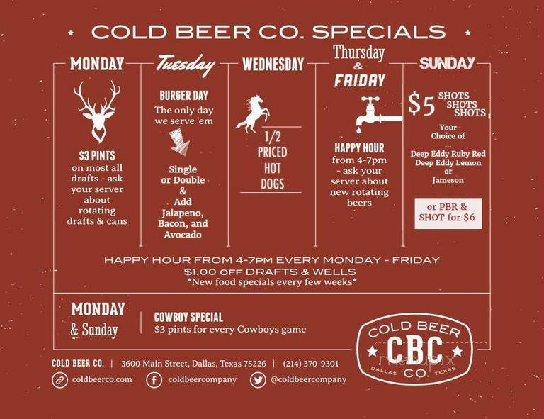 Cold Beer Company - Dallas, TX menu_pic