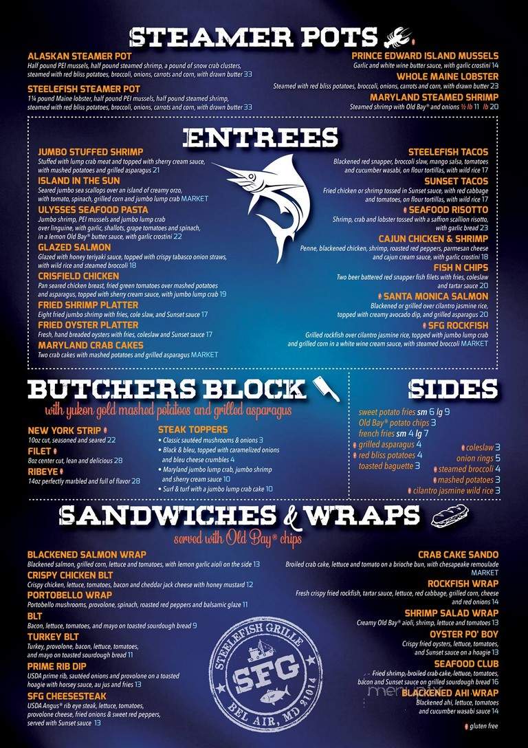 Steelefish Grille - Bel Air, MD menu_pic