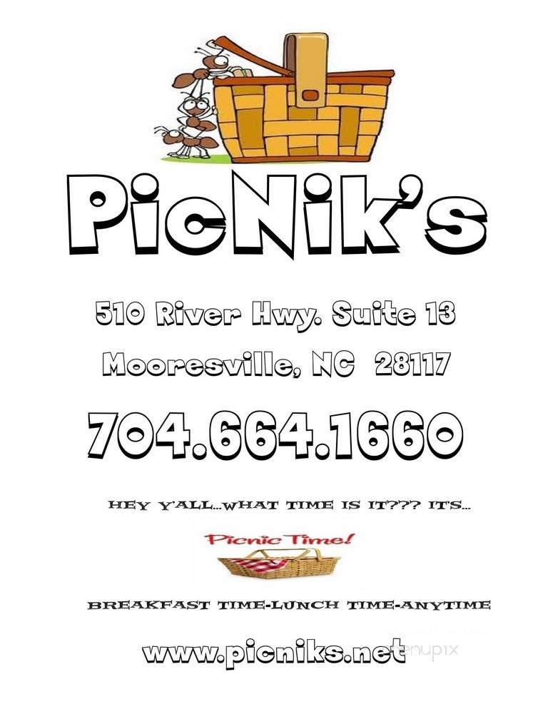 PicNik's - Mooresville, NC menu_pic