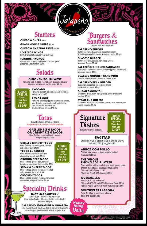 Jalapeno Southwest Grill - Harrisonburg, VA menu_pic