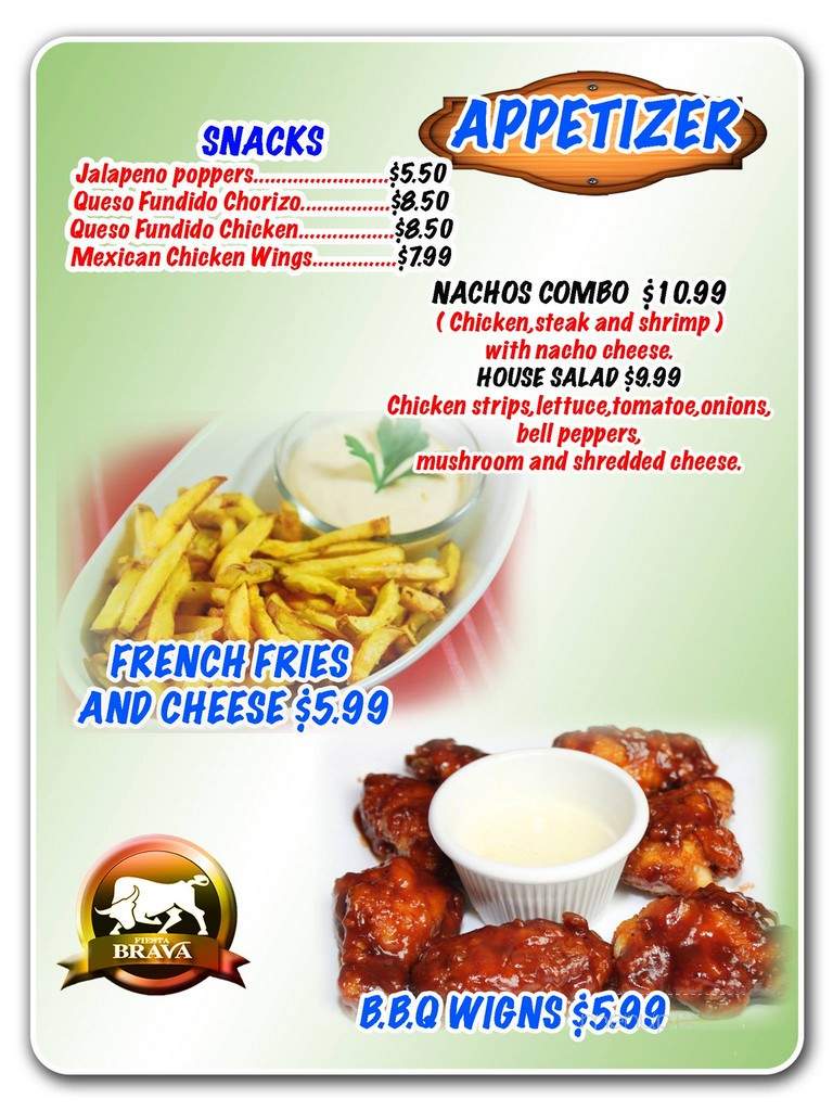 Fiesta Brava - Taylorsville, KY menu_pic