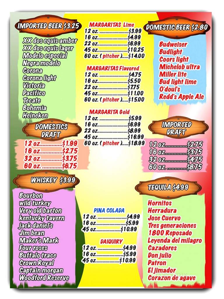 Fiesta Brava - Taylorsville, KY menu_pic