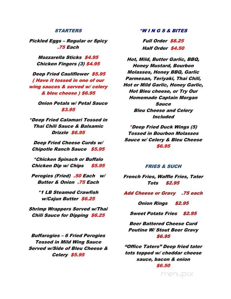 Office Bar & Grill - Nicholson, PA menu_pic