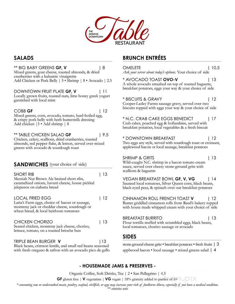 Mebane Downtown Table - Mebane, NC menu_pic