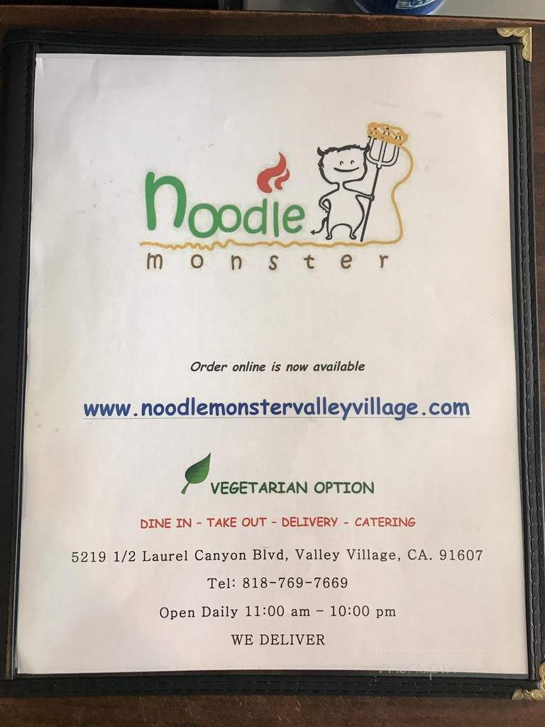 Noodle Monster - Valley Village, CA menu_pic