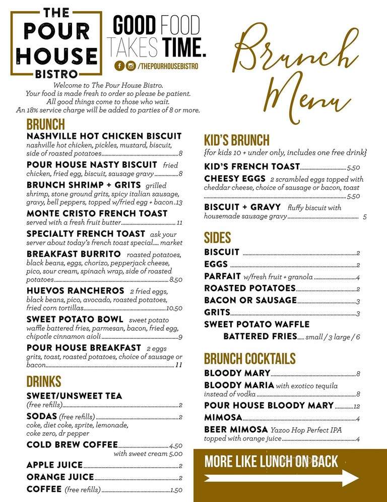 Pour House Bistro + Winebar - Crossville, TN menu_pic