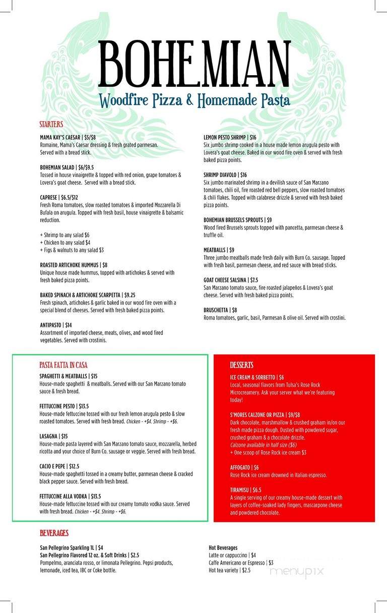 East Village Bohemian Pizzeria - Tulsa, OK menu_pic