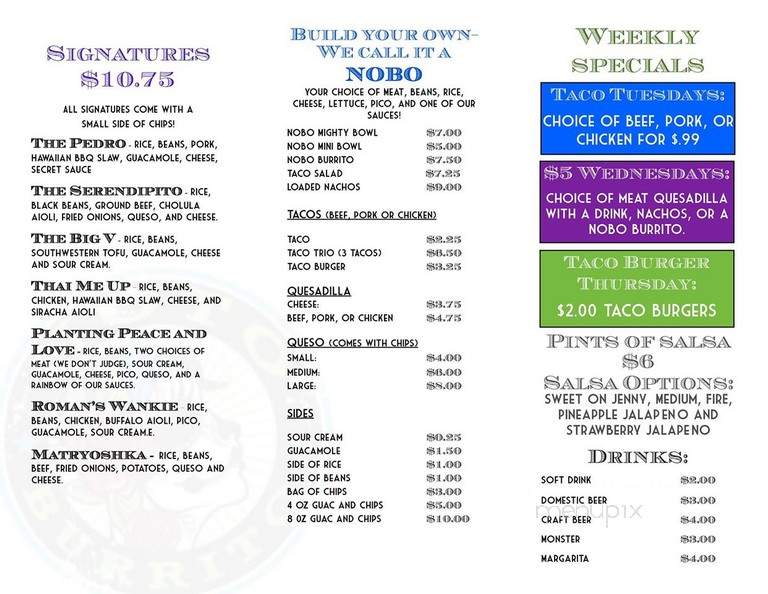 NOTO Burrito - Topeka, KS menu_pic