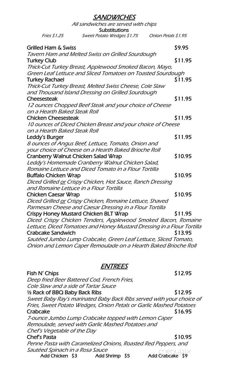 Leddy's Pub - Harleysville, PA menu_pic