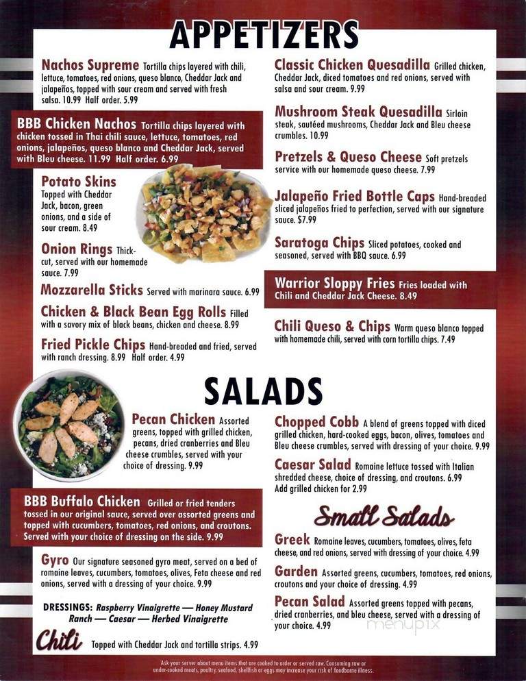 Billy's Burgers & Beers - Lebanon, OH menu_pic