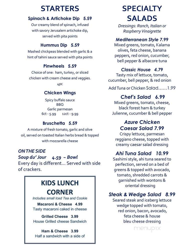 Azure Bistro - San Juan, TX menu_pic