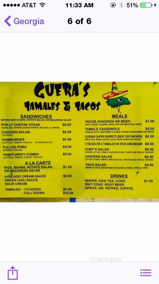 Guera's - Shreveport, LA menu_pic