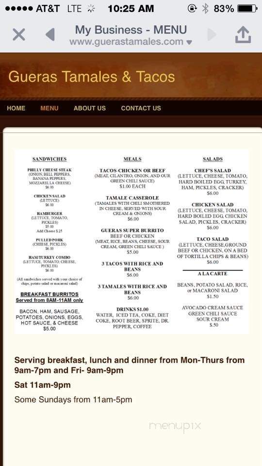 Guera's - Shreveport, LA menu_pic