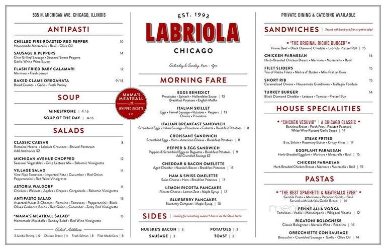 Labriola Ristorante and Cafe - Chicago, IL menu_pic