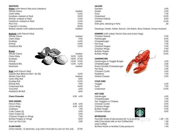 Clam Shack - Salem, MA menu_pic