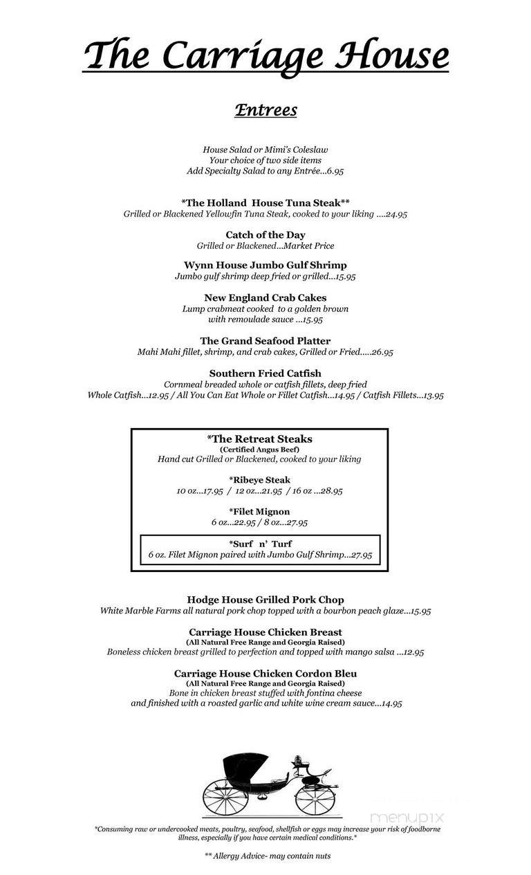 Carraige House - Perry, GA menu_pic