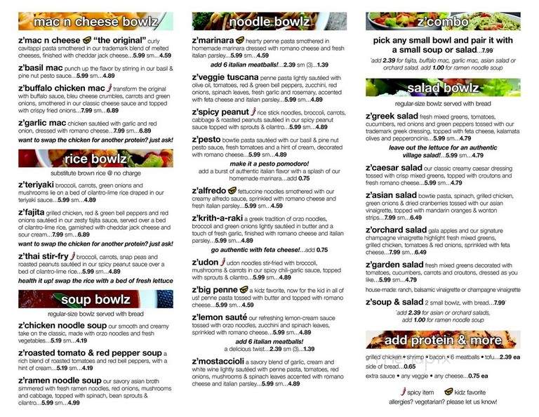 Z'Mariks Noodle Cafe - Rapid City, SD menu_pic