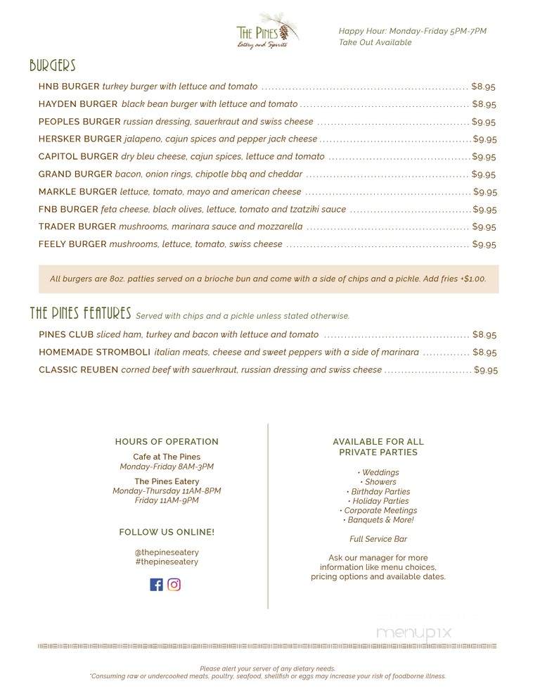 Pines Eatery & Spirits - West Hazleton, PA menu_pic