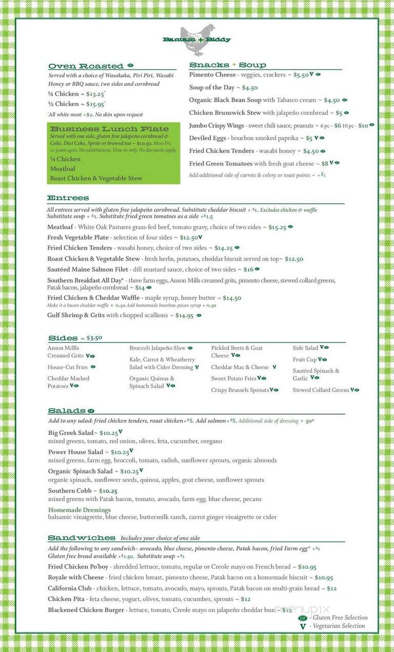 Bantam & Biddy - Alpharetta, GA menu_pic