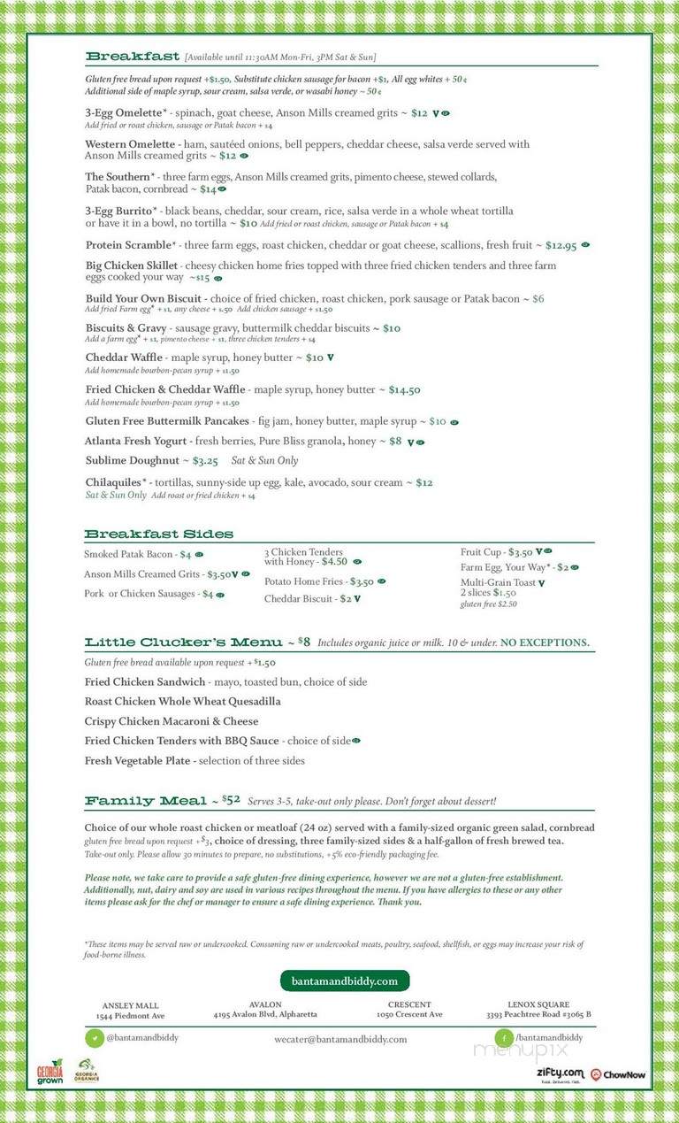 Bantam & Biddy - Alpharetta, GA menu_pic