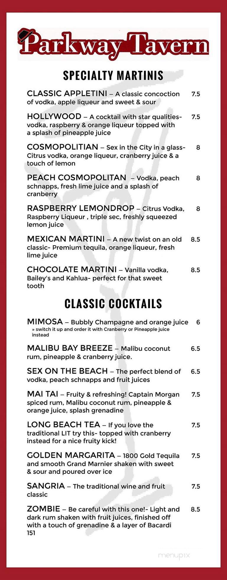 Parkway Tavern - Plano, TX menu_pic