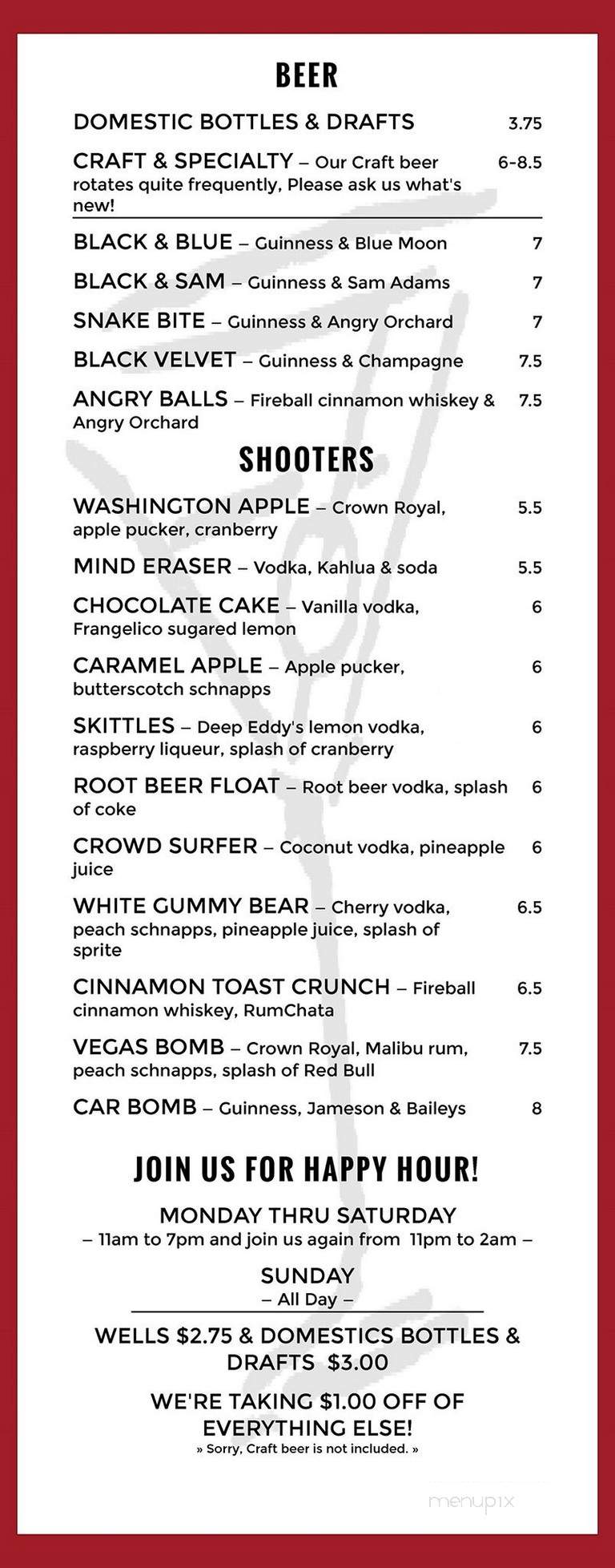 Parkway Tavern - Plano, TX menu_pic