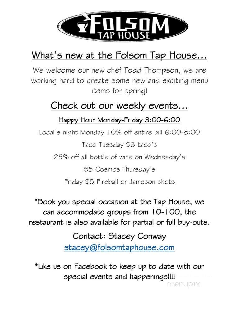 Folsom Tap House Sports Bar & Grill - Folsom, CA menu_pic