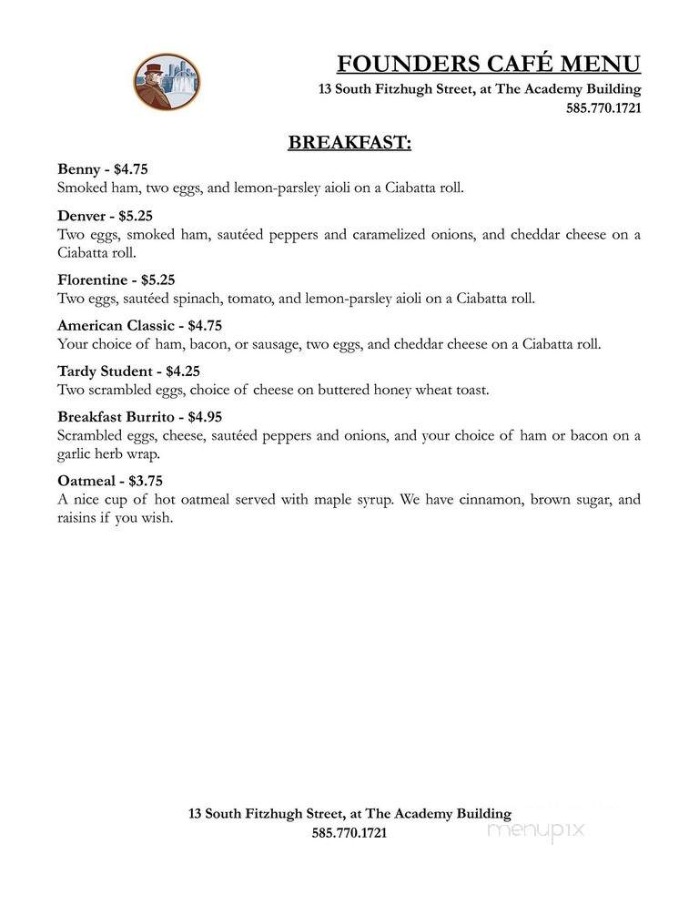 Founders Cafe - Rochester, NY menu_pic
