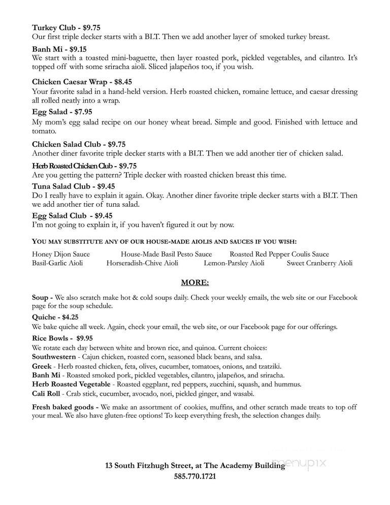 Founders Cafe - Rochester, NY menu_pic