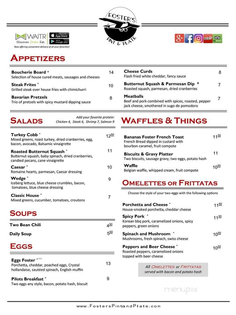 Foster's Pints & Plate - Rogers, AR menu_pic