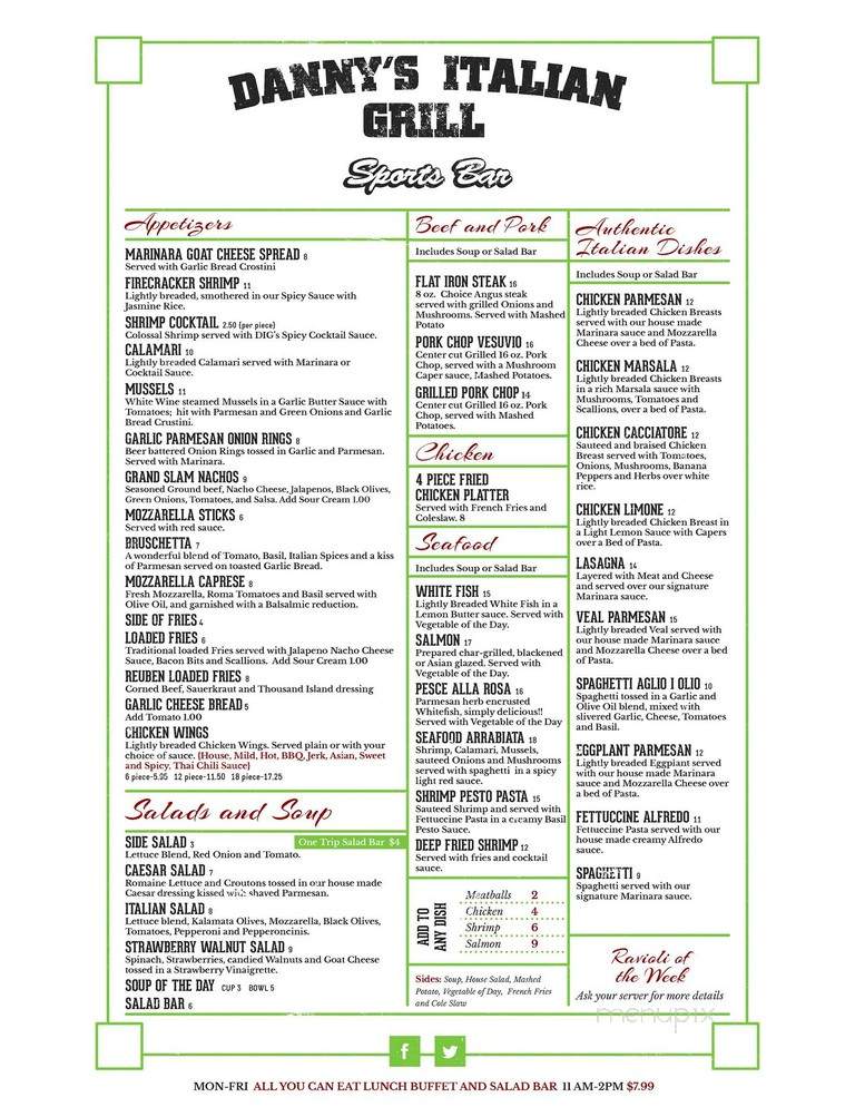 Danny's Italian Grill - Fort Wayne, IN menu_pic